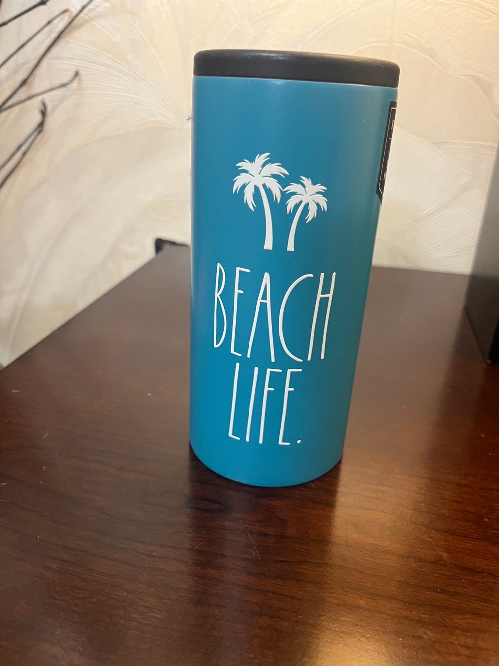 Rae Dunn Teal 'Beach Life' Travel Tumbler with White Text
